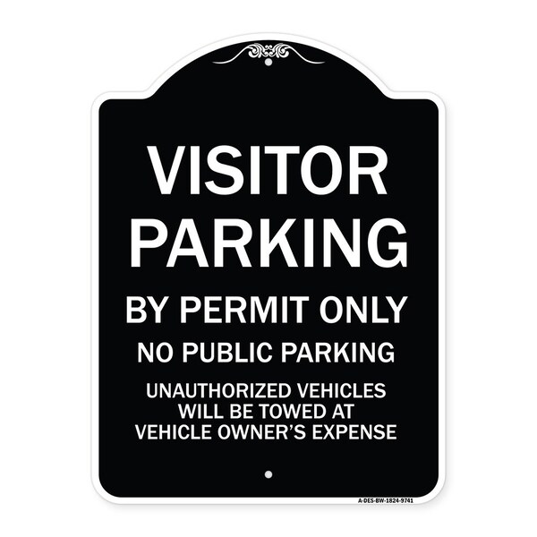 Designer Series-Visitor Parking By Permit Only No Public Parking, 24" x 18", BW-1824-9741